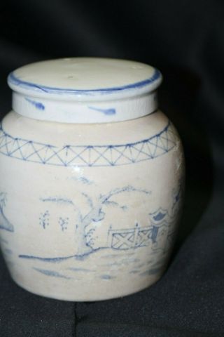 Antique Chinese Ginger Jar Blue And White.  Wabi - Sabi.  Fingerprint In Glaze