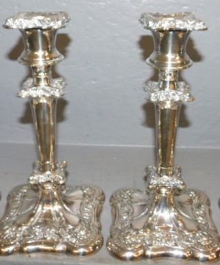 Great Pair Antique E G Webster & Son York Silver Plate Candlesticks C 1890