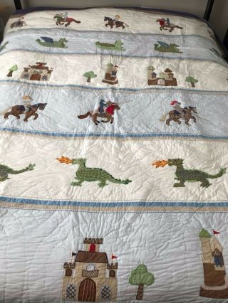 Pottery Barn Kids Queen Quilt,  Knights,  Dragons & Castles,  Rare