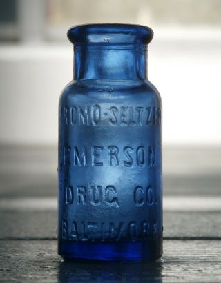 Antique Cobalt Blue Bromo - Seltzer - Emerson Drug Co.  - Baltimore Medicine Bottle