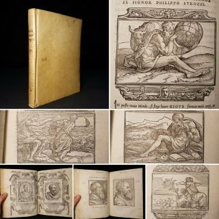 1552 Vellum I Mondi The Worlds Francesco Doni Woodcuts Renaissance Sci - Fi Rare
