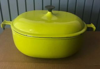 Vintage Le Creuset Rare La Mama Lime Green 33 Oval Dutch Oven