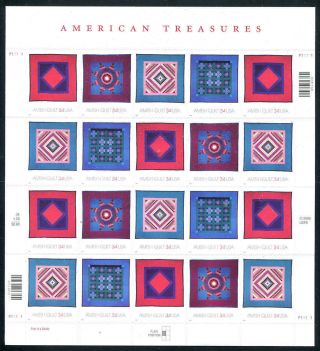 Amish Quilts Stamp Sheet - - Usa 3524 - 3527 34 Cent 2001 American Treasures
