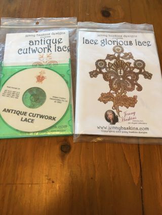 2 Jenny Haskins Embroidery Design Cds Antique Cutwork Lace & Lace Glorious Lace