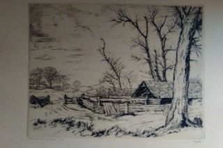 Rare 1934 Pwap Lyman Byxbe Etching Residence Of Mr.  Duroc - 17 Signed/numbered