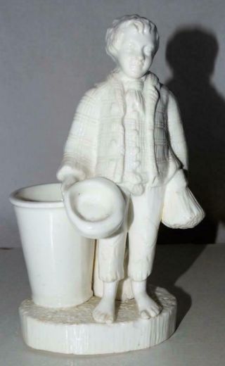 Antique Derby Cream Ware Match Holder Figurine,  Derby Mark S & H,  Date C1870.