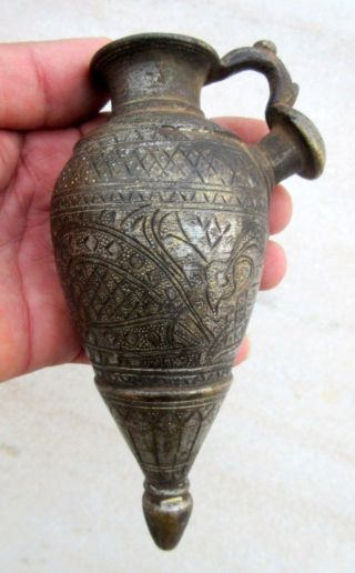 Antique Old Rare Brass Hand Carving Unique Shape Chillam Smoking Pot Hukkah