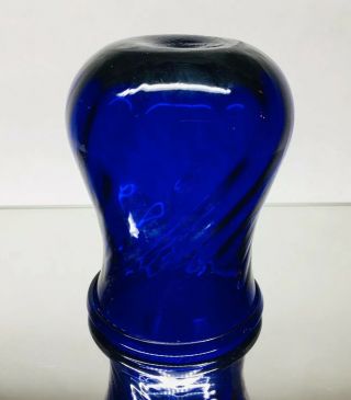RARE ANTIQUE 1880 ' S HAND - BLOWN COBALT SWIRL GLASS CHRISTMAS LIGHT CANDLE LAMP 2
