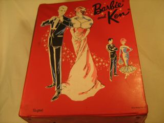 Vintage Barbie And Ken 1963 Red Clothes Trunk Carrying Case Wardrobe [u1^]