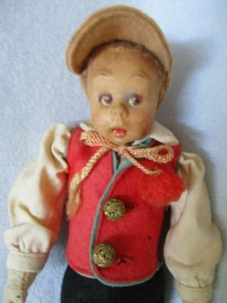 Vintage Lenci Boy Felt Doll Painted Face 9” Felt Clothes Italy 2