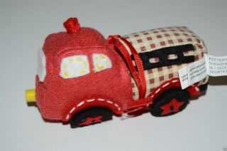Discontinued Pottery Barn Kids Soft Fire Engine Truck 6 " Christmas Ornament Rare