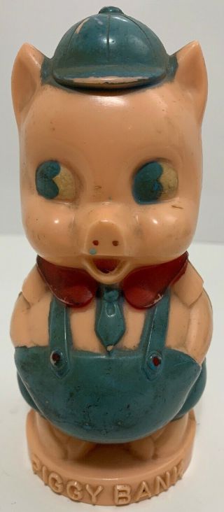 Vintage Reliable Toys 6” Hard Plastic Blue Hat Pig Rare Canada