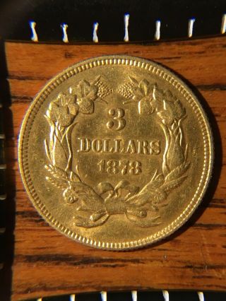 1878 $3 Three Dollar Gold Indian Princess Head Rare Us Coin (details)