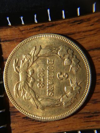 1878 $3 Three Dollar Gold Indian Princess Head Rare US Coin (details) 2