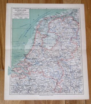 1899 Antique Map Of Holland Netherlands / Belgium