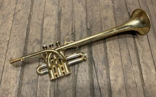 Rare Vintage Couesnon Monopole Conservatoire Long Bell Piccolo Trumpet Pic
