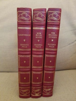 Eugenia Price St.  Simons Trilogy Leather Bound Books 3 Autographed Signed Rare
