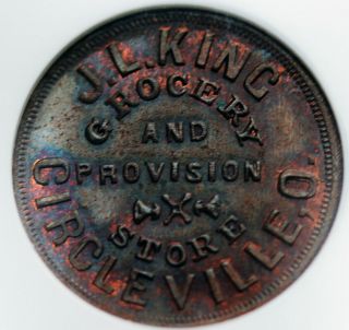 Civil War Token Circleville Ohio J L King R9 Very Rare Variety Merchant Ngc Ms64
