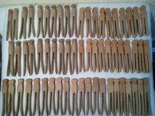 62 Vintage Wooden Clothespin Round Head Flat Head Variations Crafts