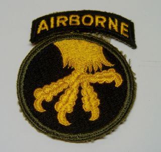Wwii Us Army 17th Airborne Division Opposed Claw Patch & Tab Antique Military