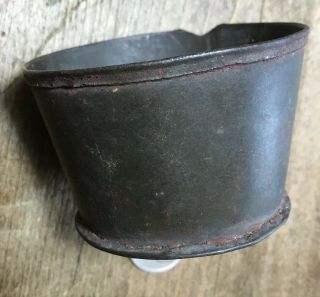 Early Primitive Antique Hand Crimped Soldered Tin Cup 1.  5” X 2.  5”