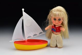 Vintage Liddle Kiddles Mattel Lola Doll Set With Sailboat 1965 / 1966