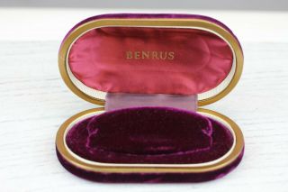 Antique Benrus Wristwatch Presentation Box Velvet Gold Trim Display Retro Case