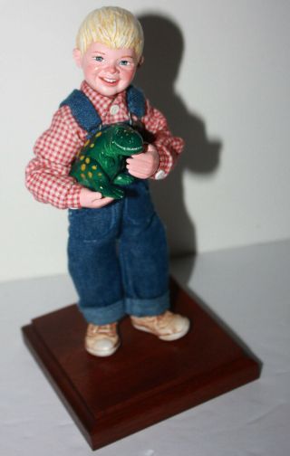 Simpich Character Doll Boy Holding Dinosaur - Very Rare - Only One I Have Seen