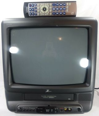 Zenith 13 " Tv Vcr Crt Combo Tvbr1322z Black Analog Gamer Vhs Television Rare