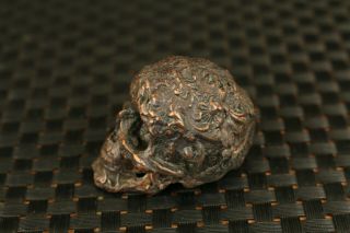 Asian Old copper hand carved skull head statue table noble decoration 2