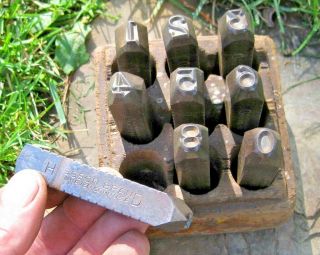 Hoggson Haven Conn Antique 3/8 " Numbers Die Punch Set / Antique Tool