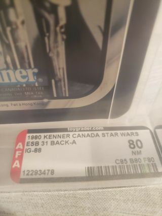 1980 Kenner Canada Star Wars ESB 31 Back - A IG - 88 AFA 80 (85/80/80) UNPUNCHED 3
