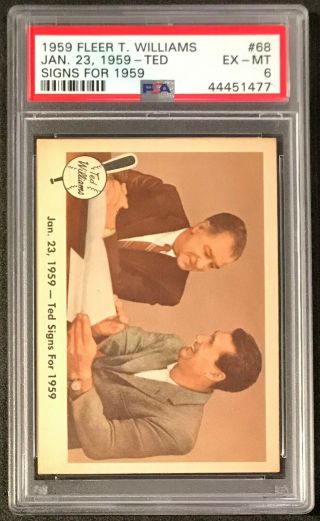 Rare 1959 Fleer Ted Williams 68 Psa 6 Ex - Mt Jan 23 Ted Signs.  Centering