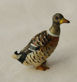 Vintage Dollhouse Miniature Bronze Duck Hand Painted Austrian Style Artisan