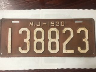 1920 Jersey License Plate Very Rare Vintage & Antique Paint Great