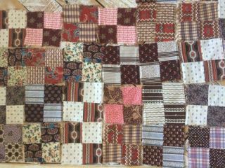 Back In Time Textiles 30 Antique 1860 Tiny " Four Patch " Quilt Blocks
