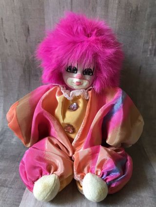 Vintage Q - Clown Collectible Clown Doll Porcelain Face Hand Made & Painted