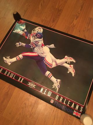 Rare 1986 Chicago Bears 39 X 27” Poster Bowl Xx Signed By Bryan Robley