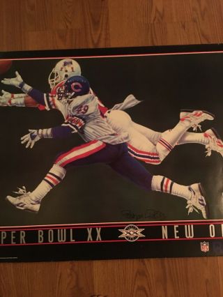 Rare 1986 Chicago Bears 39 X 27” Poster Bowl XX Signed By Bryan Robley 2