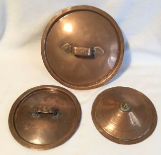 3 X Early Victorian Pan Lids,  Two Have Stamped Handles
