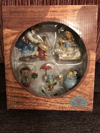 Rare Jim Shore Pinocchio Ornaments Set 5 Christmas Disney Enesco Retired 2003