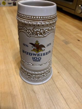 Rare Vintage Budweiser A & Eagle 1876 - 1976 100 Years Beer Stein
