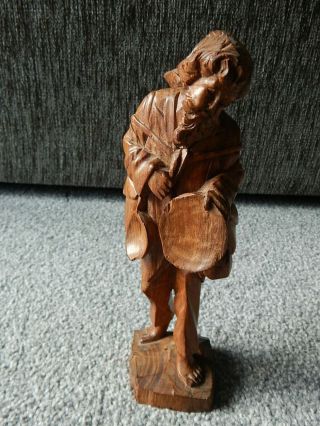 Vintage Antique Carved Wooden Figure Old Man Tramp Beggar Intricate Detail Wood