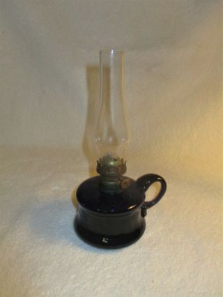 Antique Blue Little Butter Cup Oil Lamp