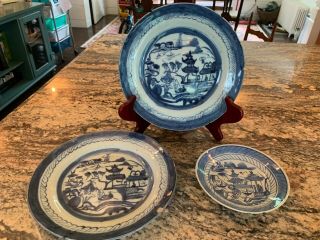 Fine 18th To Early 19th Century Chinese Export Canton Plates Group Of Three
