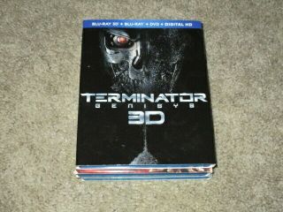 3d Movie Blu Ray Terminator Genisys Schwarzenegger W/rare Outer Sleeve