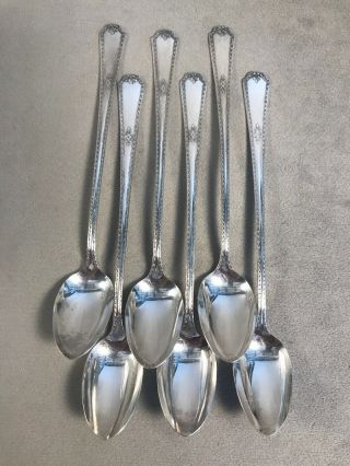 Pv03426 Silverplate Wm A Rogers Berkeley Iced Tea Spoons - Set Of 6