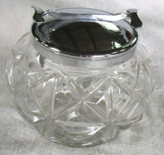 Vintage Art Deco Ornate Glass Sugar Bowl With Built In Sugar Tongs/nips,  V.  G.  C.