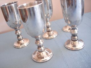 Silver - Plate Goblets W & S Blakinton 1865 Set Of 5 Vintage Sherry Stemware
