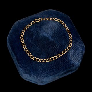 Antique Vintage Art Deco 14k Yellow Gold Filled Gf Cable Link Chain Bracelet